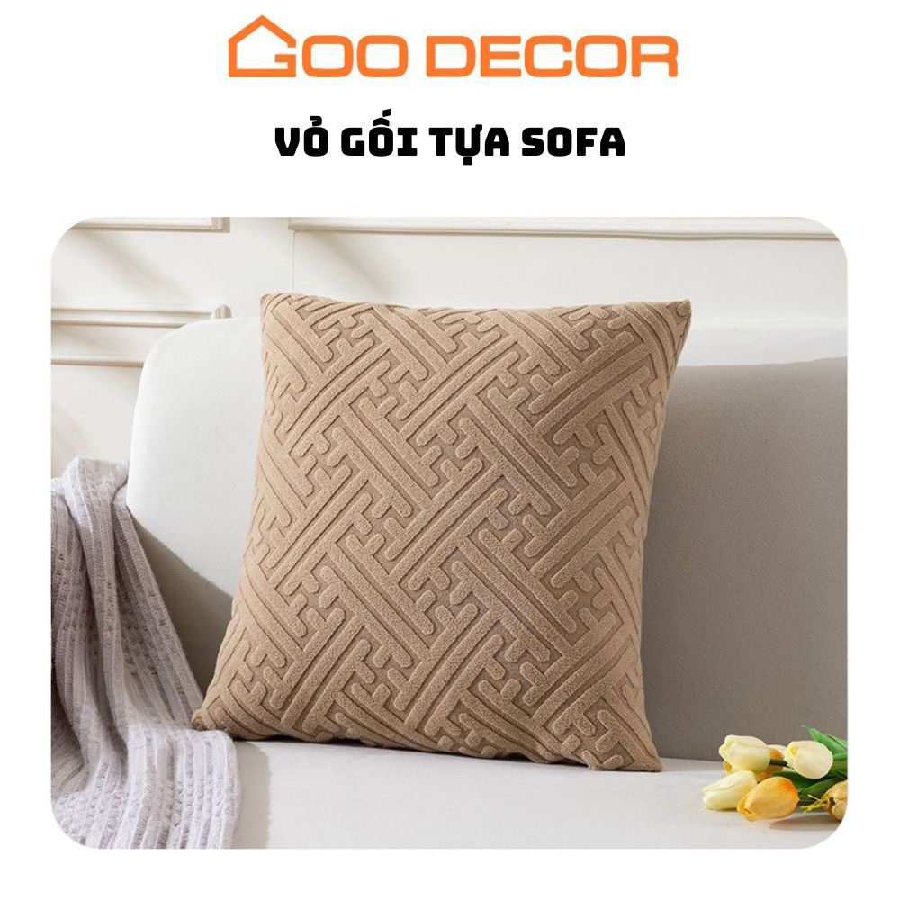 Vỏ gối sofa hoạ tiết mê cung, bọc gối tựa sofa 40x40 hình vuông - GOO Decor