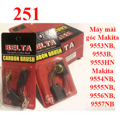1 đôi chổi than 251cho máy mài góc Makita 9553NB, 9553B, 9553HN  Makita 9554NB, 9555NB, 9556NB, 9557