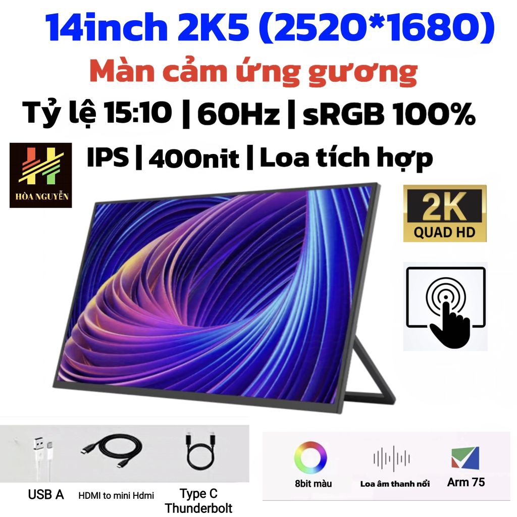 ( Hỏa tốc HCM rẻ nhất)Màn di động 14inch 2K5 cảm ứng GƯƠNG phiên bản mới