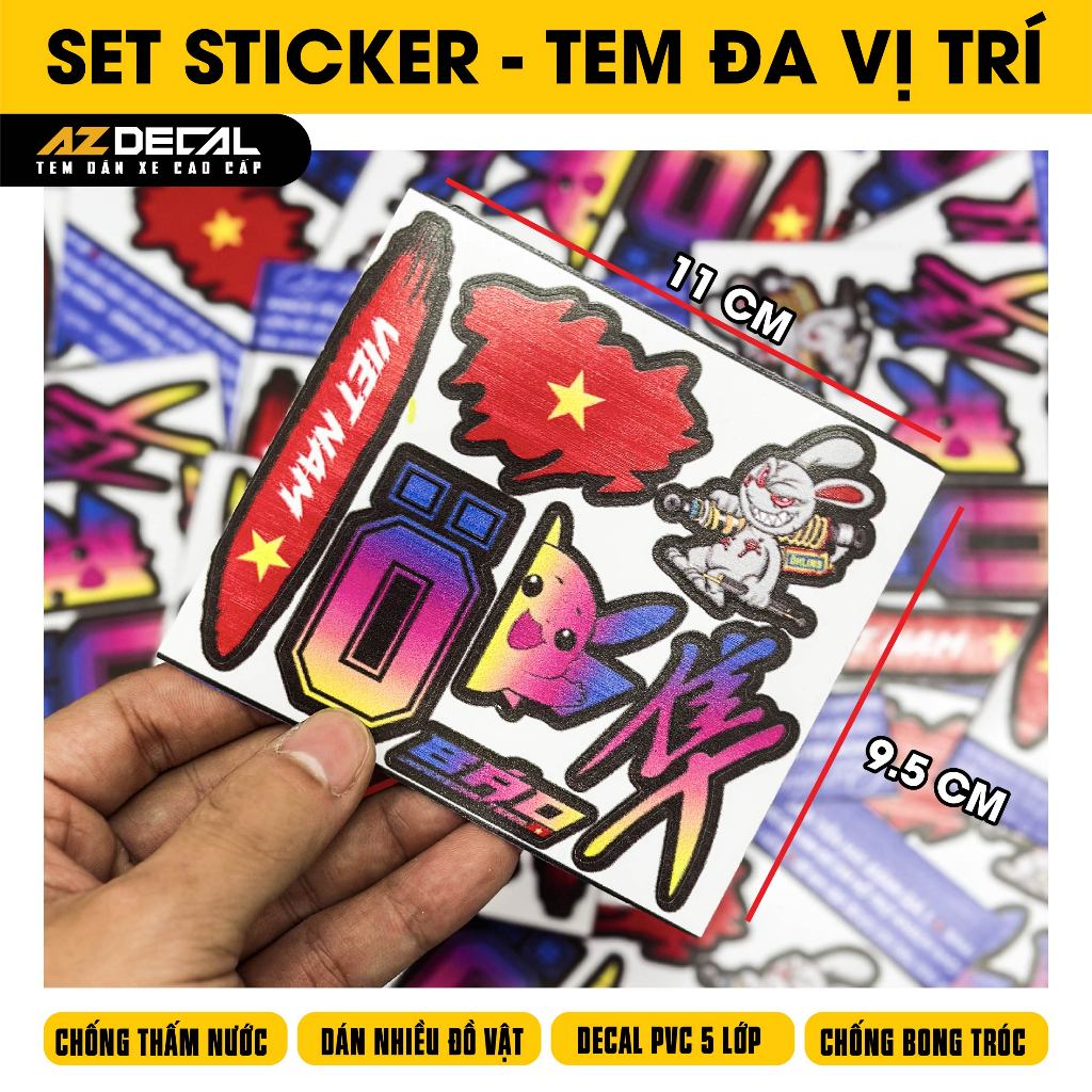 Set Sticker - Tem Đa Vị Trí | DVT-QT | Decal Cao Cấp Chống Nước - AZDECAL