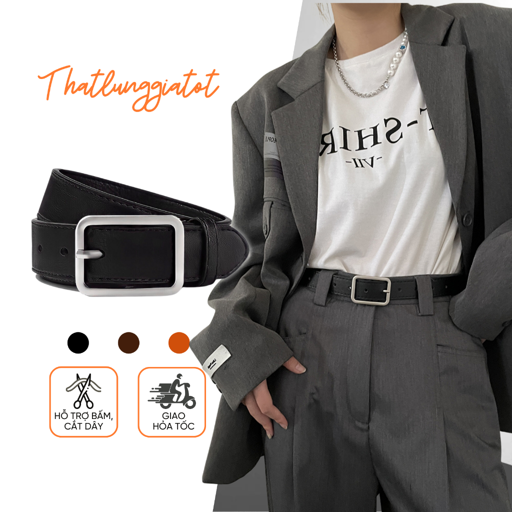 Thắt lưng nam nữ bản nhỏ phong cách Hàn Quốc, dây nịt học sinh đơn giản TL034 - Thắt Lưng Giá Tốt