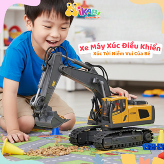  Xe Máy Xúc Cần Cẩu  Điều Khiển Từ Xa 11 Kênh Hợp Kim Cao Cấp Pin Sạc Trải Nghiệm Xúc Đất Như Thật - Đồ Chơi MIKABI 