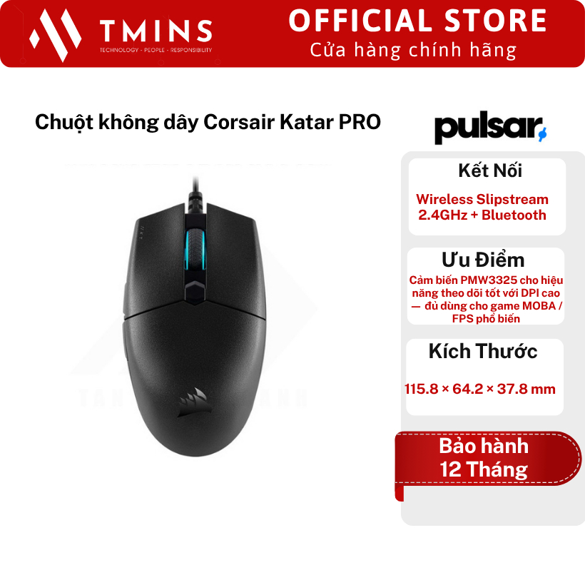 Chuột không dây Corsair Katar PRO - Hàng chính hãng