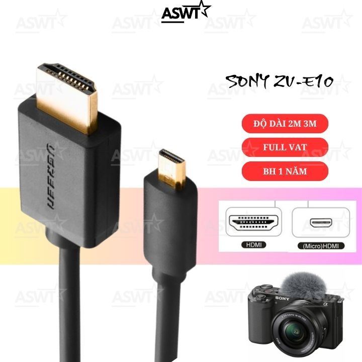 Dây micro HDMI livestream cho máy ảnh SONY ZV-E10 ZVE10 ZV-E10 II hỗ trợ 4K - FULL VAT