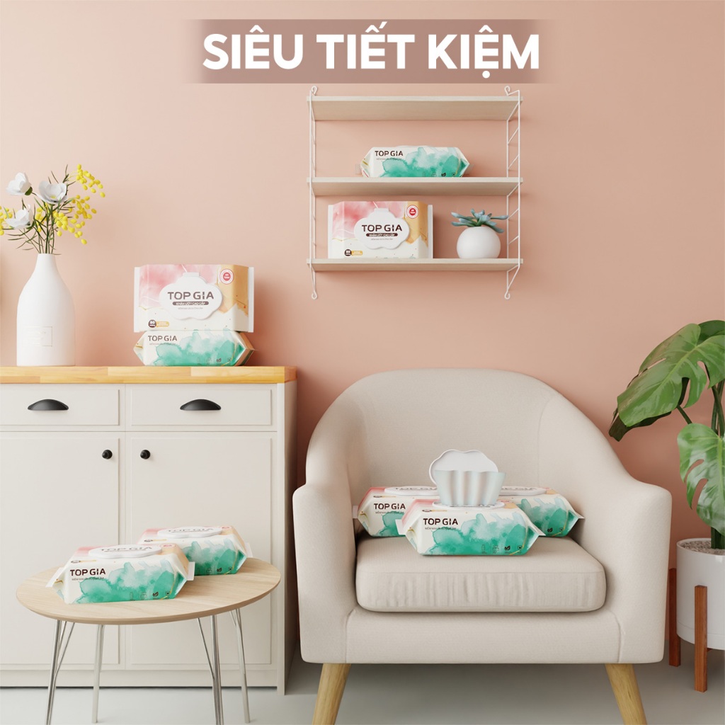 Thùng khăn ướt Topgia 80 tờ không cồn không parabens cao cấp dành cho mẹ và bé | BigBuy360 - bigbuy360.vn