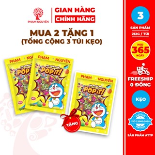 [MUA 2 TẶNG 1] Tổng cộng 3 Túi Kẹo socola sữa Popit Doraemon 212gr | Đồ ăn vặt
