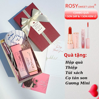    SET QUÀ GIÁNG SINH   Combo Son Sáp Lì Rosy và Son kem lì Touch The Stars ,Rosy Sweet Love,quà tặng cô giá 