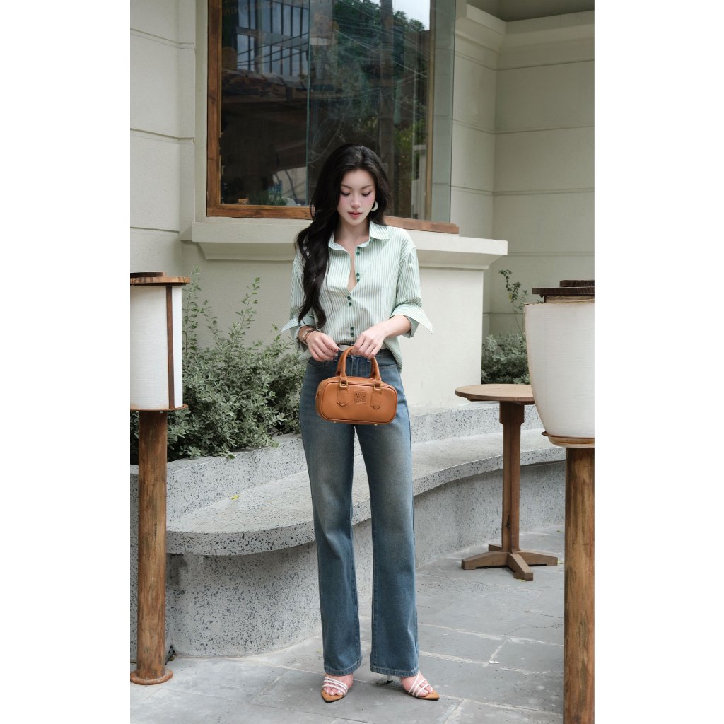 Áo sơ mi sọc nữ GILLEE dáng dài (NHIỀU MÀU) cúc đôi nổi bật vải cotton cao cấp thoáng khí mịn như lụa FAS382 | BigBuy360 - bigbuy360.vn