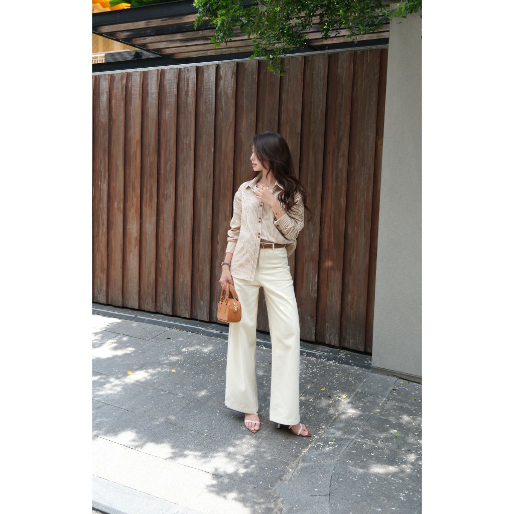 Áo sơ mi sọc nữ GILLEE dáng dài (NHIỀU MÀU) cúc đôi nổi bật vải cotton cao cấp thoáng khí mịn như lụa FAS382 | BigBuy360 - bigbuy360.vn
