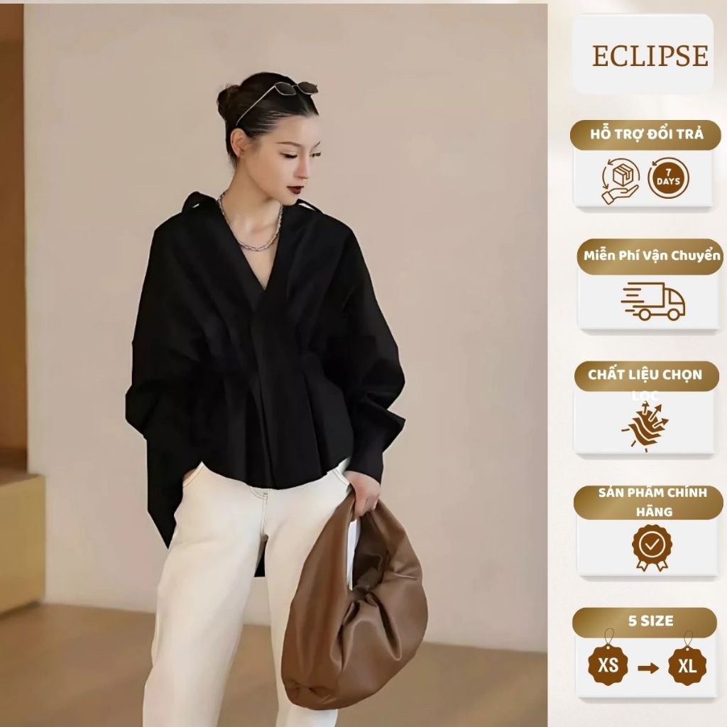 Áo Sơ Mi Nữ Kiểu Suông Đuôi Tôm Thanh Lịch Sang Trọng  Agnes Eclipse Clothing