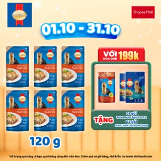 [HĐ199k Tặng 2 Quà] Combo 6 gói Thức ăn cho chó SmartHeart, Pate cho chó (vị vịt quay, Lasagna,...)