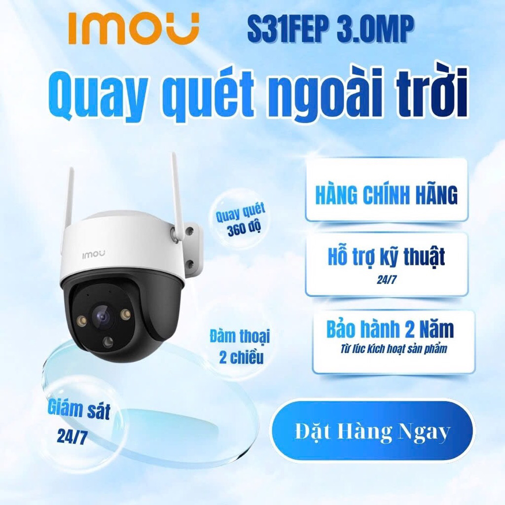 Camera WiFi Imou S31FEP – Ngoài Trời 3MP | Xoay 360° | Đàm Thoại 2 Chiều | Chống Nước IP66