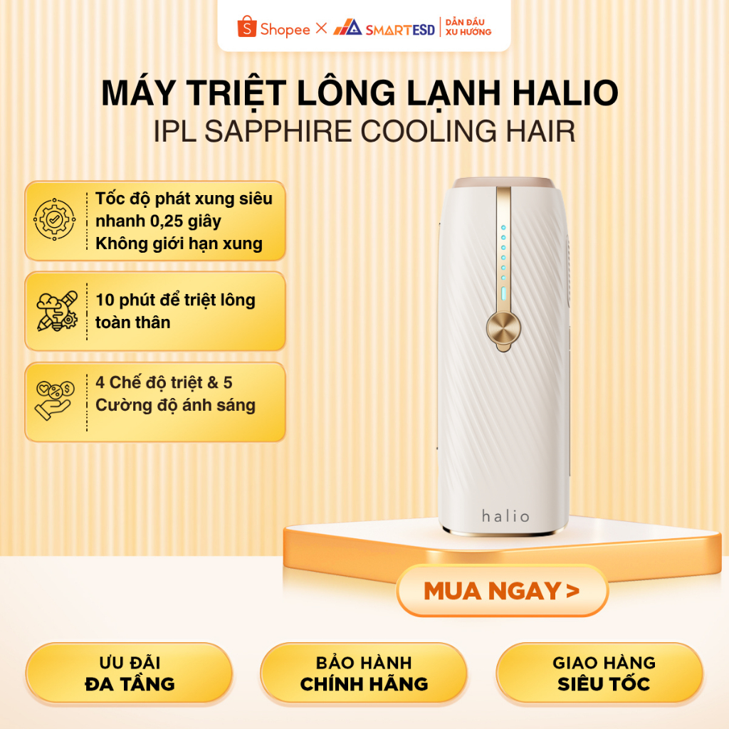 Máy Triệt Lông Lạnh Halio IPL Sapphire Cooling Hair- xung kép, triệt lạnh 10°C |BH 24 tháng