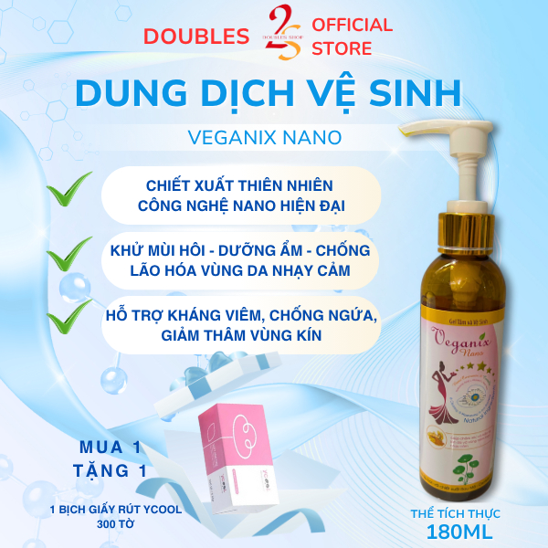 Chai Dung Dịch Vệ Sinh Phụ Nữ Veganix Nano 180ml Tắm và vệ sinh nữ | DOUBLES 2SSHOP