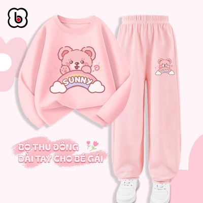 Bộ đồ thu đông dài tay cho bé gái BabyloveGO quần áo cho bé chất thun cotton mềm mịn thoáng mát BD-AG90