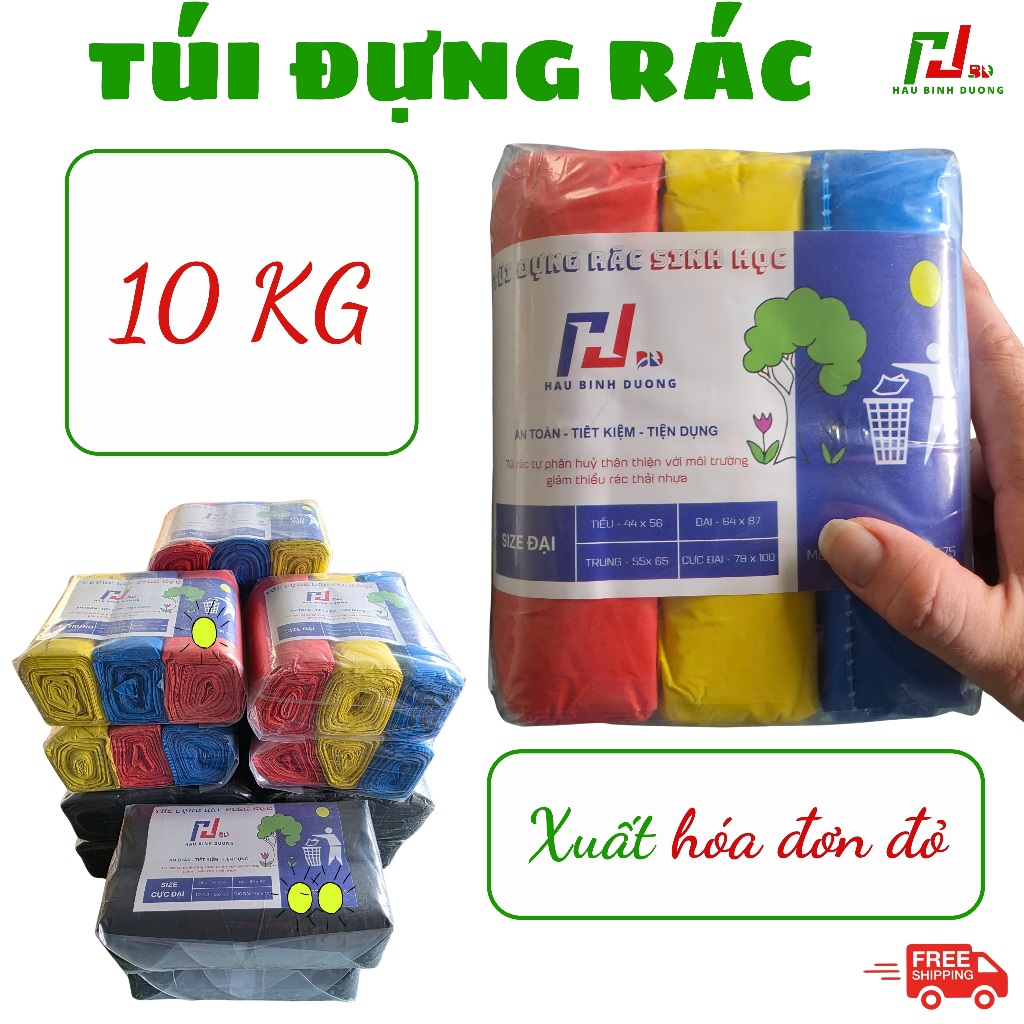 10kg Túi đựng rác tự phân hủy loại tốt size tiểu trung đại cực đại
