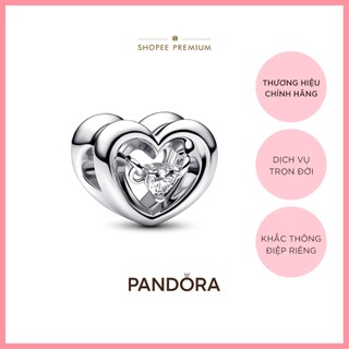   YEAR END - 40% Charm Pandora Moments Bạc Trái Tim Đính Đá Trung Tâm 