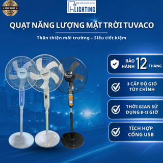   KÈM QUÀ TẶNG  Quạt Năng Lượng Mặt Trời TUVACO 25W Quạt Tích Điện 3 Cấp Độ Gió Tích Hợp Cổng USB BH 1 Năm 
