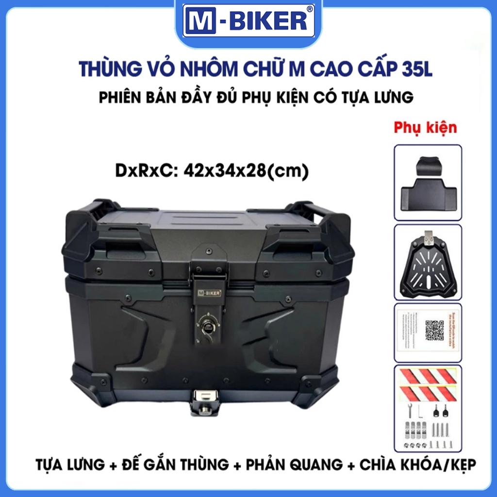 Thùng Nhôm MBiker | Thùng xe máy 18L 22L 28L 30L 35L 36L 45L 55L 65L Chống Nước – Vỏ Thùng Nhôm