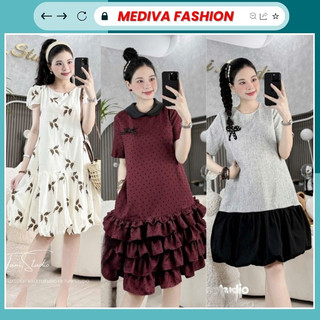  Đầm Bầu Babydoll Váy Bầu Xinh đi tiệc dáng dài Màu Đỏ Thiết Kế xinh xắn thời trang đi dự tiệc 