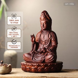 Tượng Quan Âm Bồ Tát gỗ Hương Đá - Am Mây decor Phật giáo, trưng bày bàn thờ, phòng thờ, góc tu tập