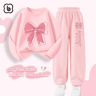  Bộ quần áo thu đông dài tay cho bé gái BabyloveGO set đồ ngủ chất thun cotton mềm mịn thoáng mát BD-Nơ-HE27 