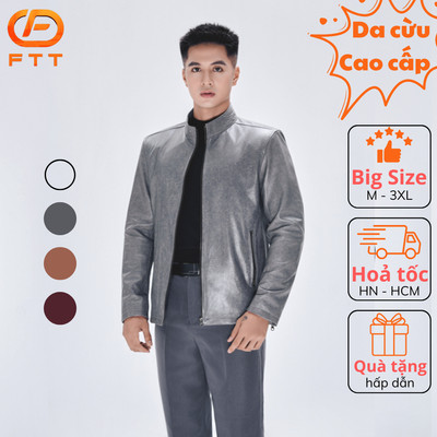 Áo khoác da cừu nam Racer Jacket dáng suông FTT Leather da thật bền bỉ không bong, tróc AD213