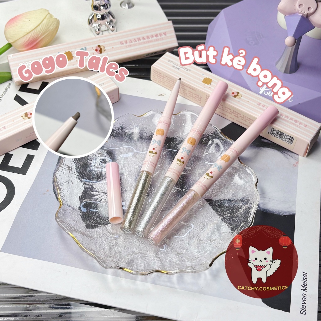 [GOGO TALES] Bút Kẻ Bọng Mắt 2 Đầu GOGO TALES Vỏ Hồng Sọc Đáng Yêu, 1g (GT800)