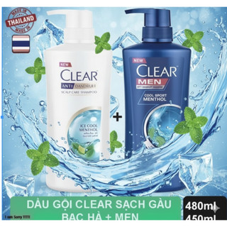  2 CHAI DẦU GỘI CLEAR MEN 390ml CLEAR BẠC HÀ 450ML ,LÀM SẠCH GÀU HẾT GỨA ĐẦU TIH THẦN SẢNG KHOÁI 