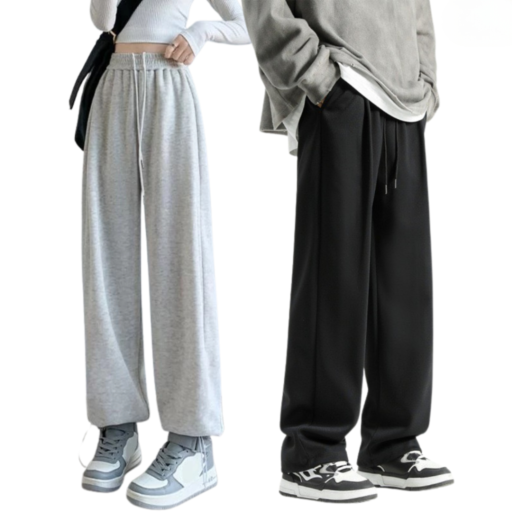 [ Bo chân- Dây rút ] Quần nỉ mặc 2 kiểu bo chân dây rút siêu hot, quần ống xuông, ống rộng nam nữ K1