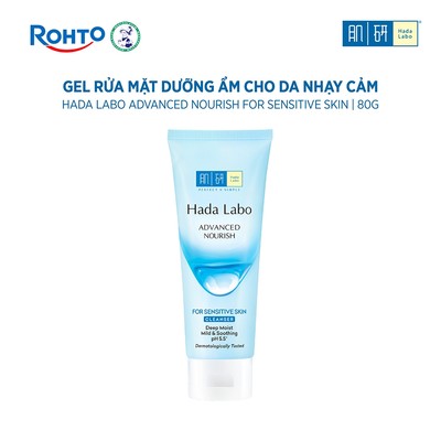 Sữa rửa mặt dưỡng ẩm dạng gel cho da nhạy cảm Hada Labo Advanced Nourish For Sensitive Skin Cleanser 80g