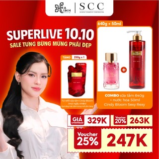   Võ Hà Linh x Cindy Bloom  COMBO 1 Sữa tắm 640g + 1 Nước hoa 50ml Sexy Rexy Cindy Bloom Tặng Túi ST 250g ngẫu nhiên 