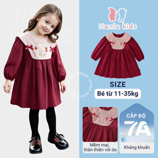 Váy Cho Bé Gái, Váy Dài Tay Bé Gái Dáng Babydoll Dễ Thương Cho Mùa Thu Đông Chất Liệu Thô Mềm