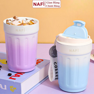Ly giữ nhiệt tráng sứ NAFI bình giữ nhiệt lót gốm 400ml giữ nóng lạnh, nắp đậy chống rò rì phù hợp với cafe, nước ép