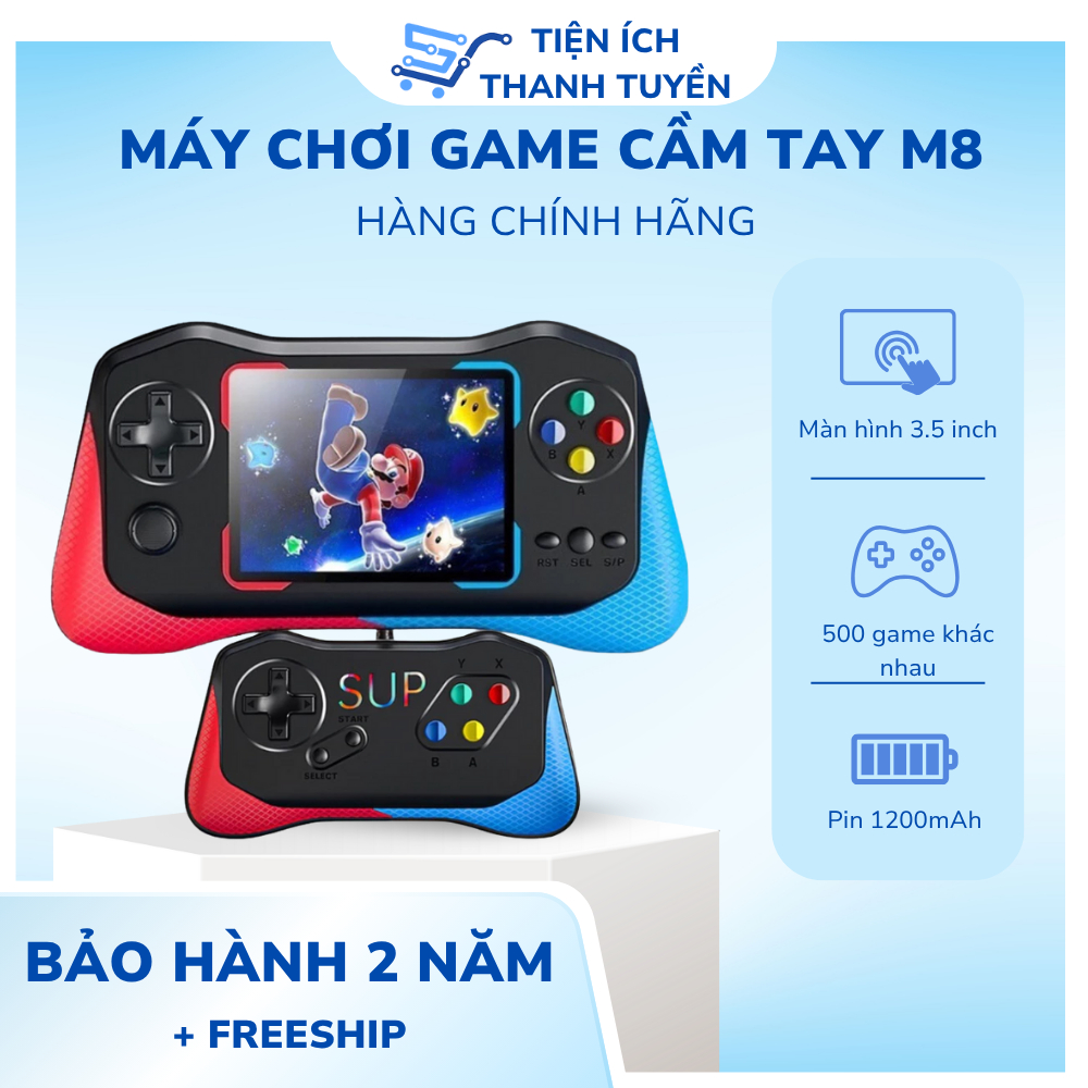 Máy Chơi Game Cầm Tay M8 Plus - Q12- Có Tay Cầm - Màn Hình 3.5 Inch Siêu Nét - Pin 1200mAh