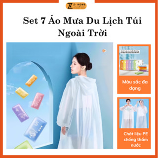 Set 7 Áo Mưa Du Lịch Túi Ngoài Trời Áo Mưa Chống Thấm Nước Dùng Một Lần Cắm Trại