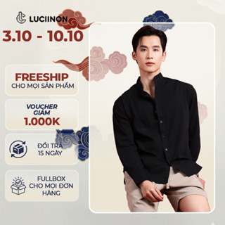 Áo sơ mi nam cổ trụ tay dài COLLAR LINEN SHIRT cao cấp, trẻ trung, thanh lịch - LUCIINON ASMCT