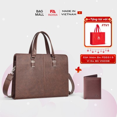 Combo Cặp da cao cấp Fadoda FCD315 và Ví da bò Fadoda VN038