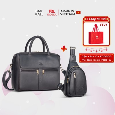 COMBO SIÊU HỜI - Cặp da công sở Fadoda FCD306 và Túi đeo chéo Fadoda FDC16
