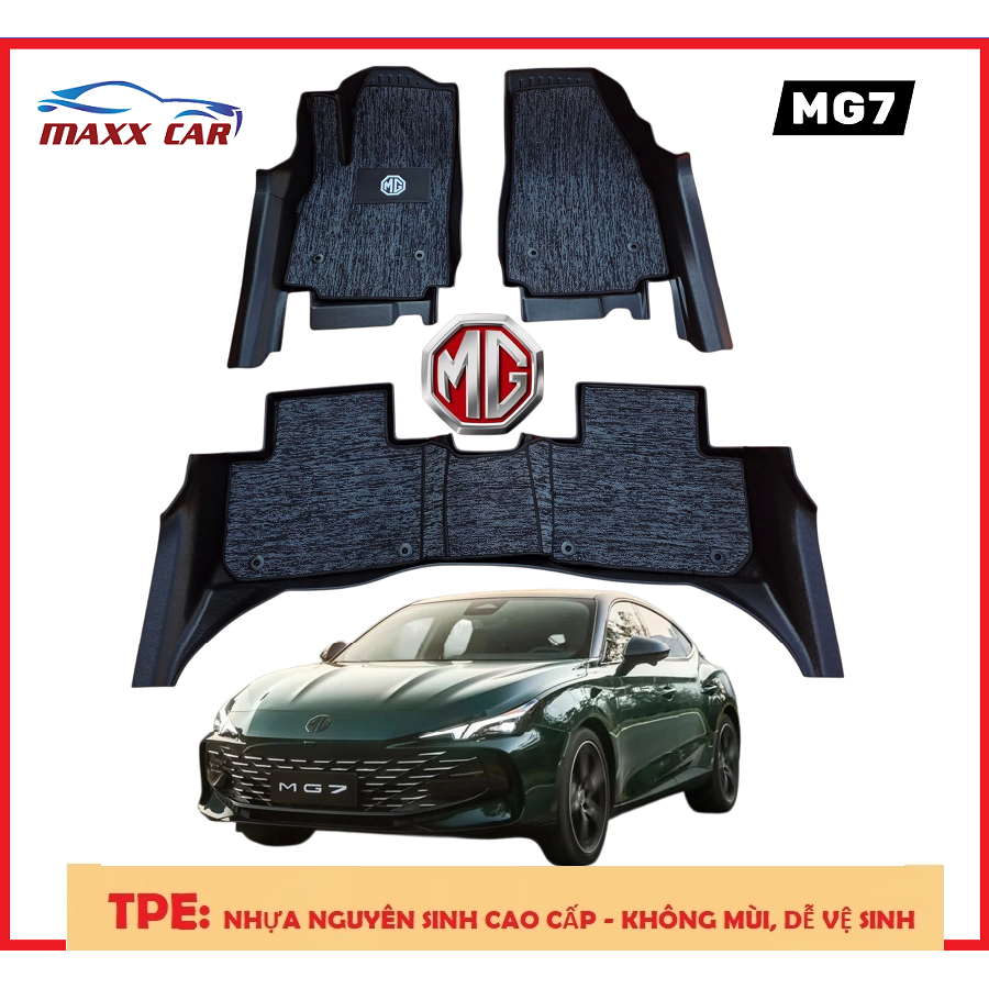 MG7: Thảm lót sàn MAXXCAR nhựa TPE NGUYÊN SINH đúc 5D tràn viền cao cấp cho xe MG7 2024, 2025+