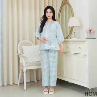  Bộ Đồ Bầu Dài Tay Cổ Tròn Mẫu Mới 2025 Larosa Mặc Nhà Và Sau Sinh Chất Liệu Đũi Mềm Mại Cao Cấp – LA029B 