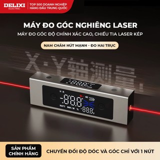  Máy Đo Góc Thông Minh Có Laser Delixi Màn Hình HD 2 Mặt Đo Góc Chính Xác Tích Hợp Nam Châm 