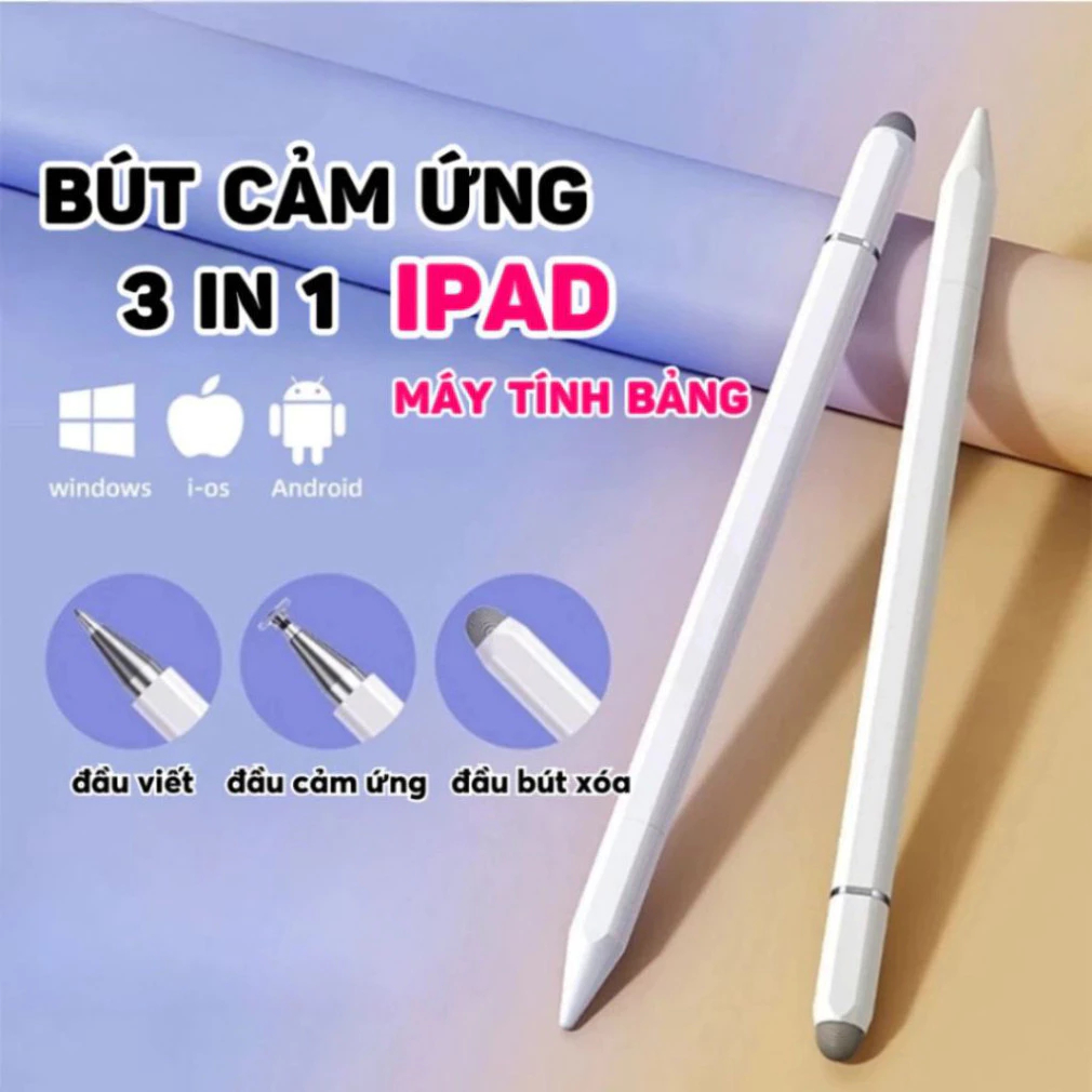 Bút Cảm Ứng Đa Năng 3IN1 Tương Thích Điện Thoại Máy Tính Bảng Laptop, Bút Đa Năng Hít Máy Tính Bảng