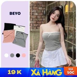   Xả hàng Áo ống tube nữ Beyo áo quây viền ren đính nơ chất thun gân co giãn ôm body T057 