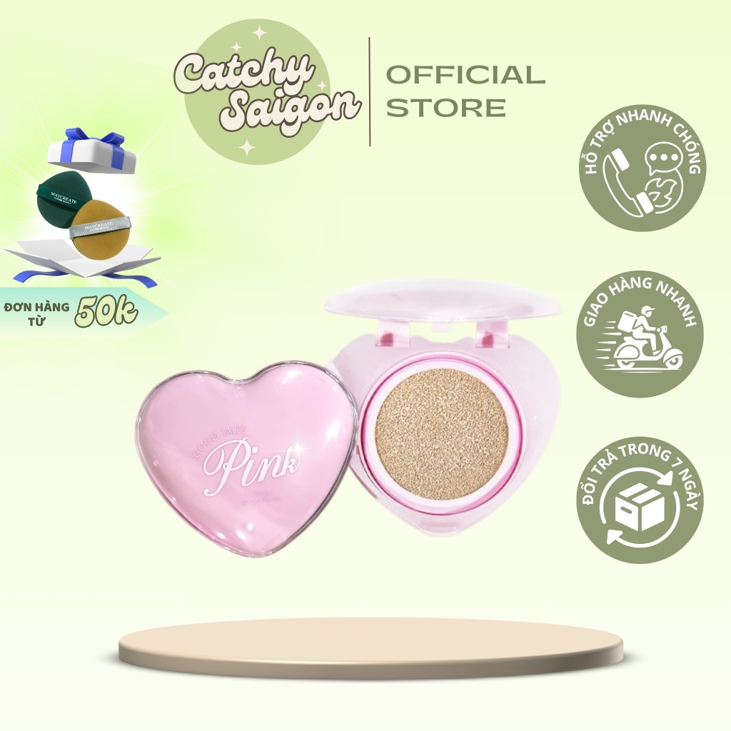 [GOGO TALES] Cushion/ Phấn Nước GOGO TALES Trái Tim Vỏ Tím, Finish Mỏng Nhẹ, 10g (GT819)