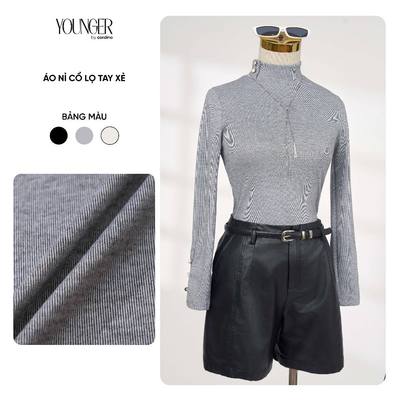 Áo nỉ nữ YOUNGER BY CARDINA cổ lọ dài tay xẻ cách điệu 5YANF01
