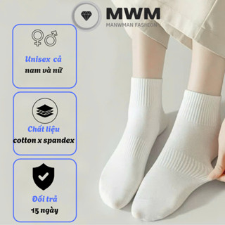 SET 10 đôi Tất Trơn UNISEX [ CỔ TRUNG - CỔ CAO ] dày dặn thoáng khi vải cotton co dãn tốt .