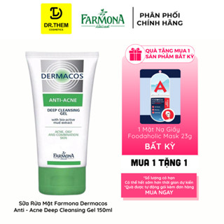 DERMACOS Sữa Rửa Mặt Farmona Dermacos Anti Acne Deep Cleansing Gel 150ml, Sạch Sâu Ngừa Mụn, Cho Da Dầu- Dr Thêm
