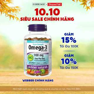 Viên Uống Omega-3 Pharmekal Webber Naturals Triple Strength 900mg EPA/DHA 80 Viên