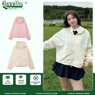   Cao Cấp  Áo Khoác Dù Nữ LOVENA Croptop Dáng Lửng Có Mũ Dây Rút Chống Nắng Cản Gió Hàn Quốc 